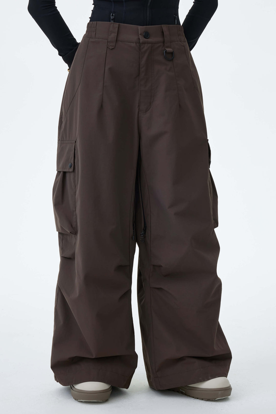 Women's Black Lightweight Inner Leg Vents Waterproof Baggy Snow Pants