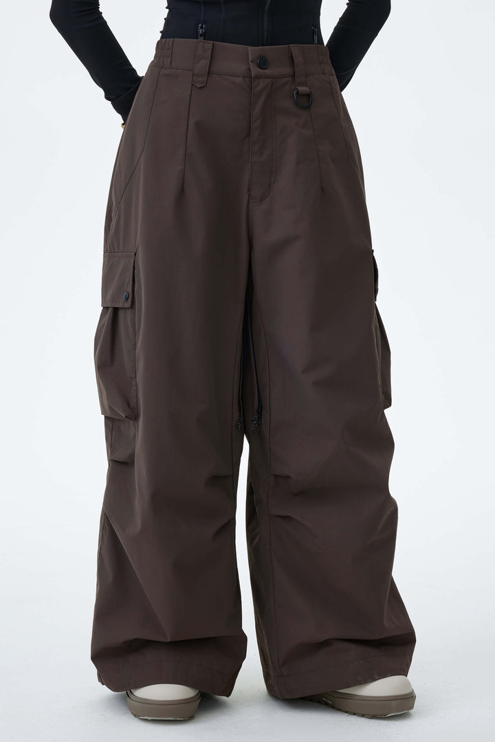 Women's Black Lightweight Inner Leg Vents Waterproof Baggy Snow Pants