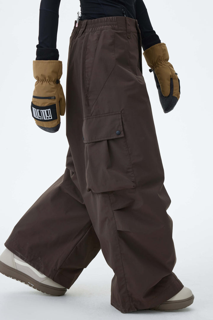 Women's Black Lightweight Inner Leg Vents Waterproof Baggy Snow Pants
