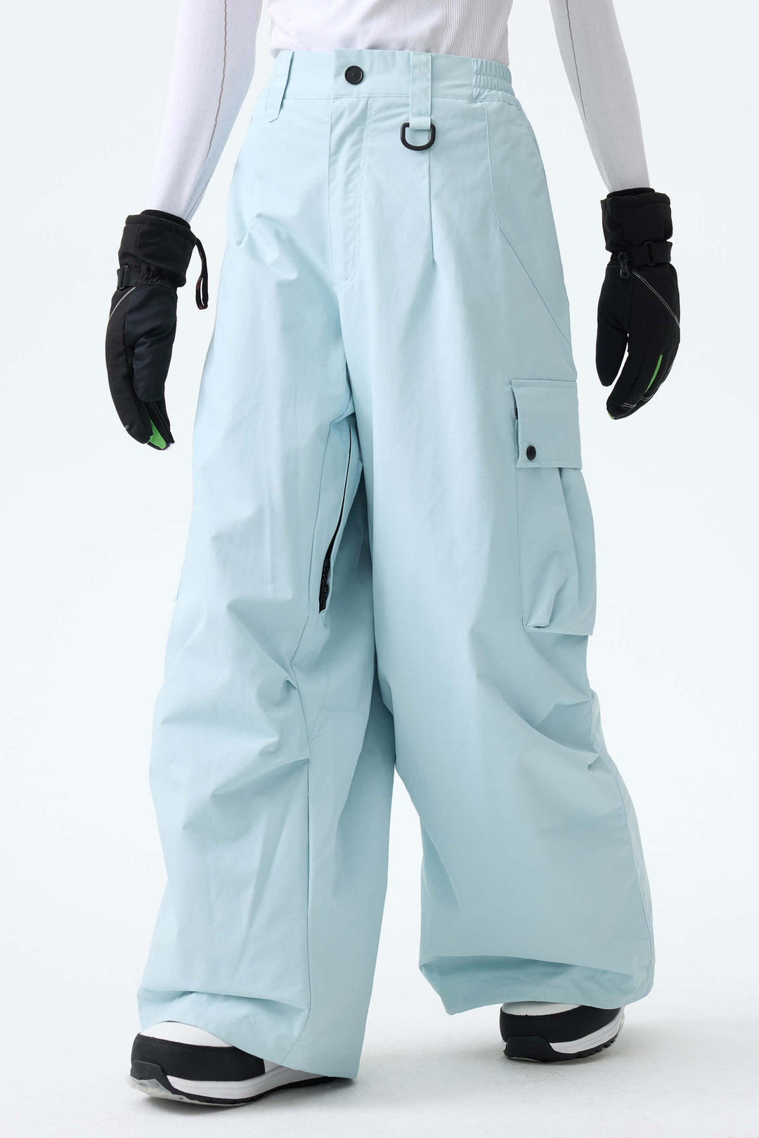 Women's Black Lightweight Inner Leg Vents Waterproof Baggy Snow Pants