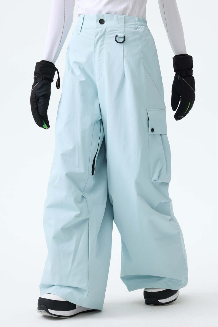 Women's Black Lightweight Inner Leg Vents Waterproof Baggy Snow Pants