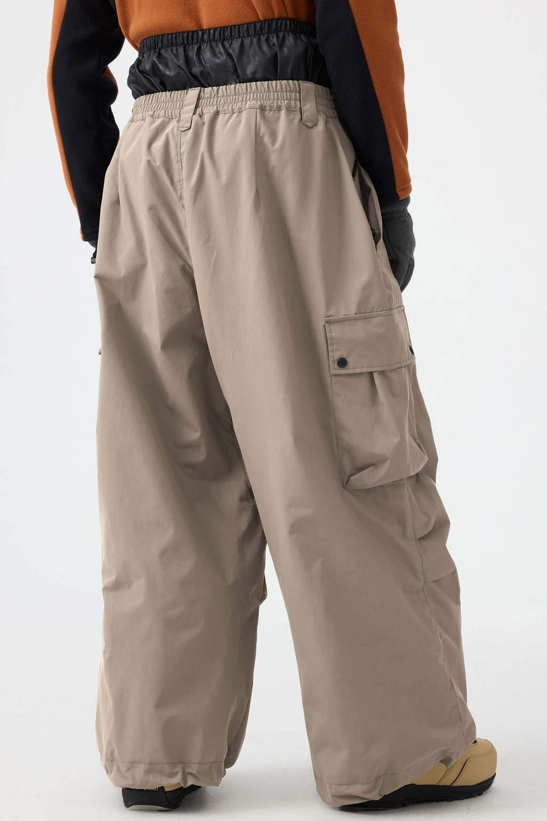 Men's Black Lightweight Inner Leg Vents Baggy Snow Pants