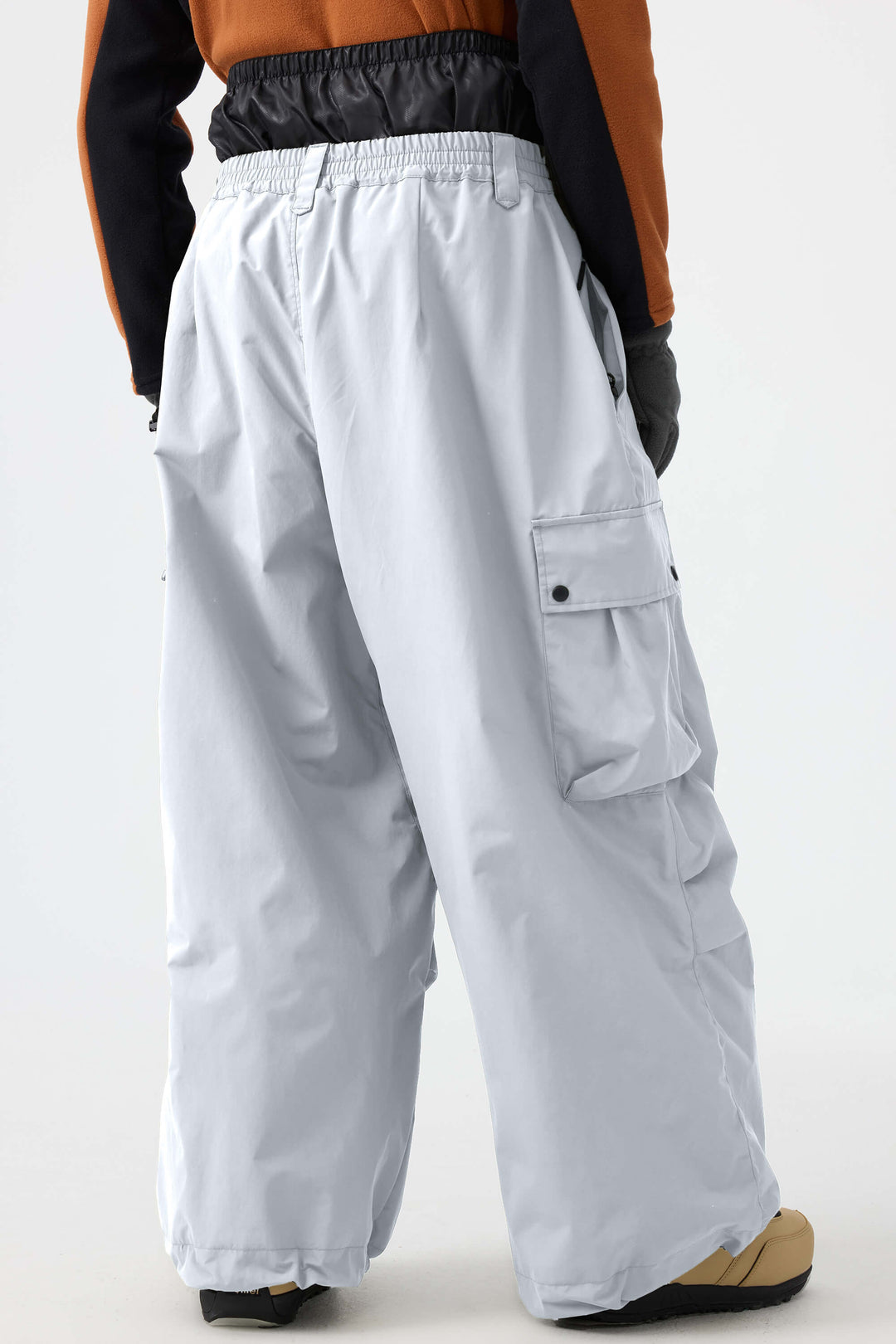 Men's Black Lightweight Inner Leg Vents Baggy Snow Pants