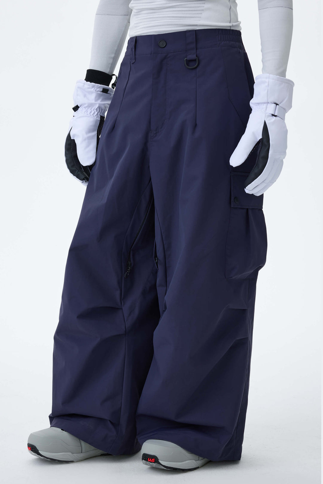 Men's Black Lightweight Inner Leg Vents Baggy Snow Pants