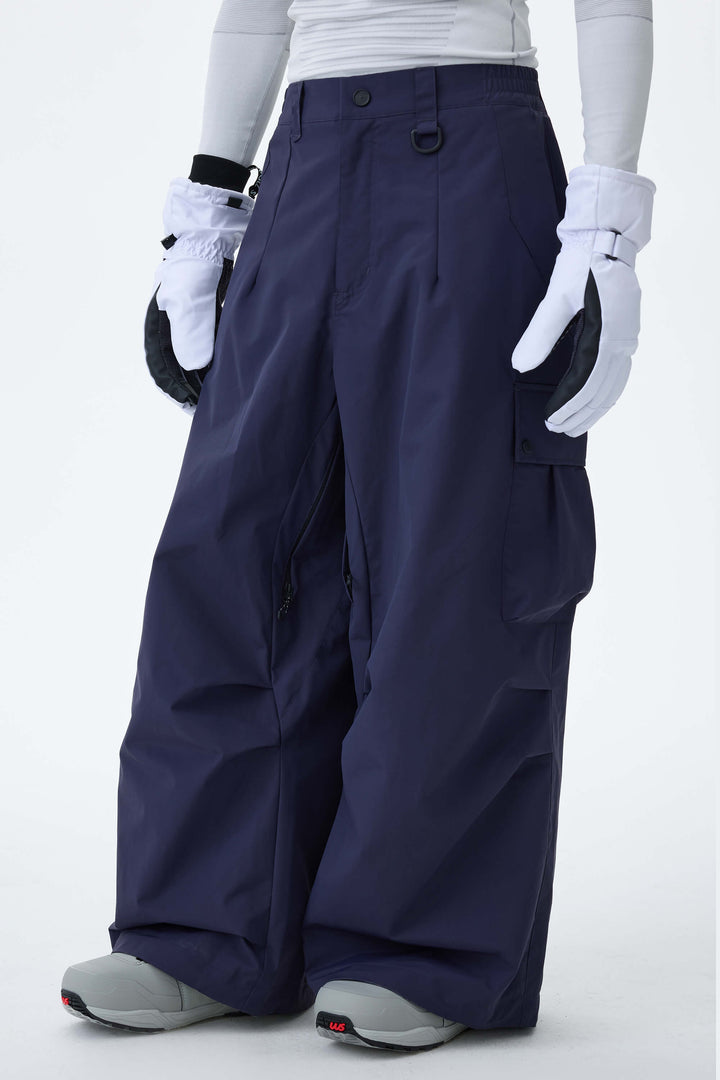 Men's Black Lightweight Inner Leg Vents Baggy Snow Pants