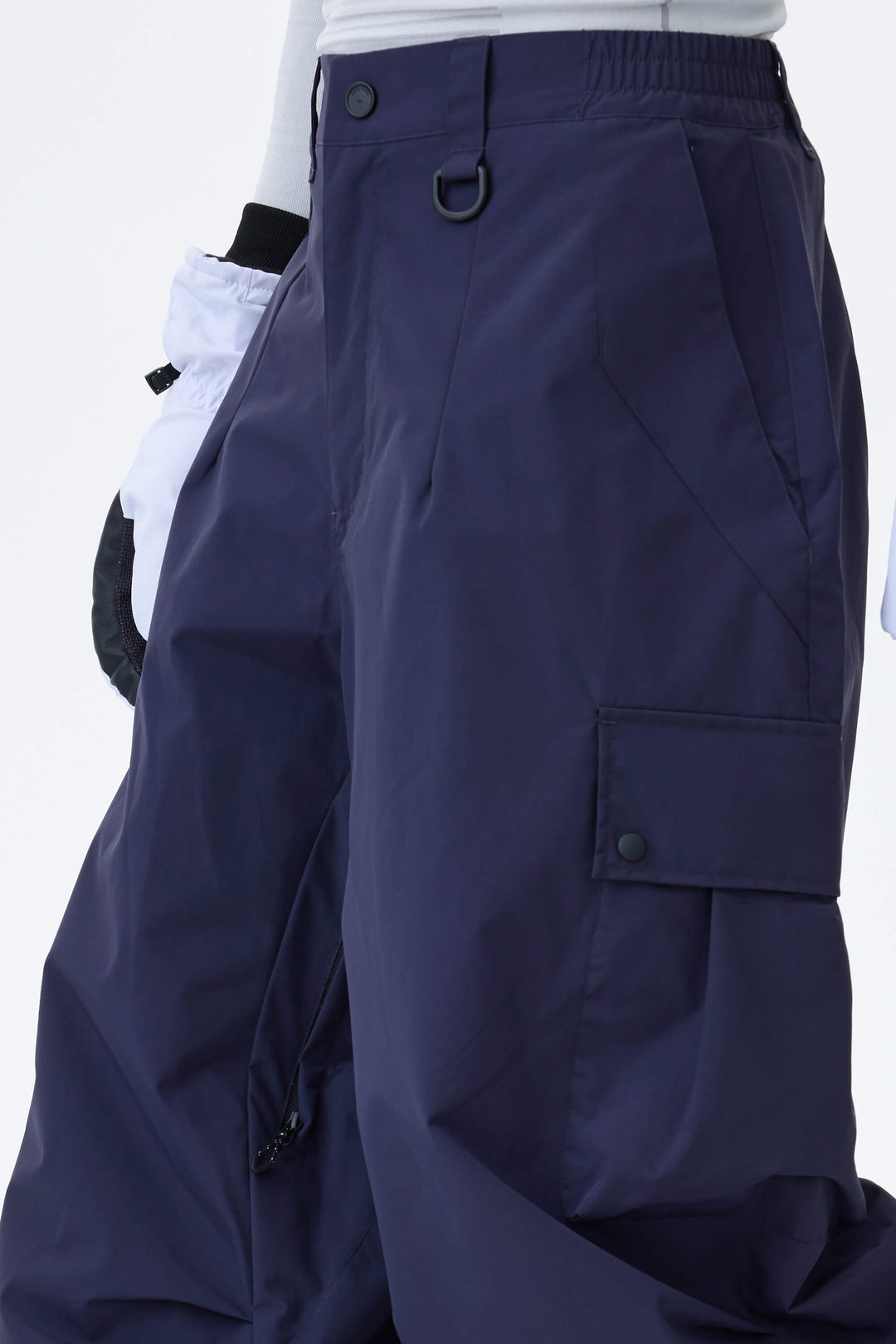 Men's Black Lightweight Inner Leg Vents Baggy Snow Pants