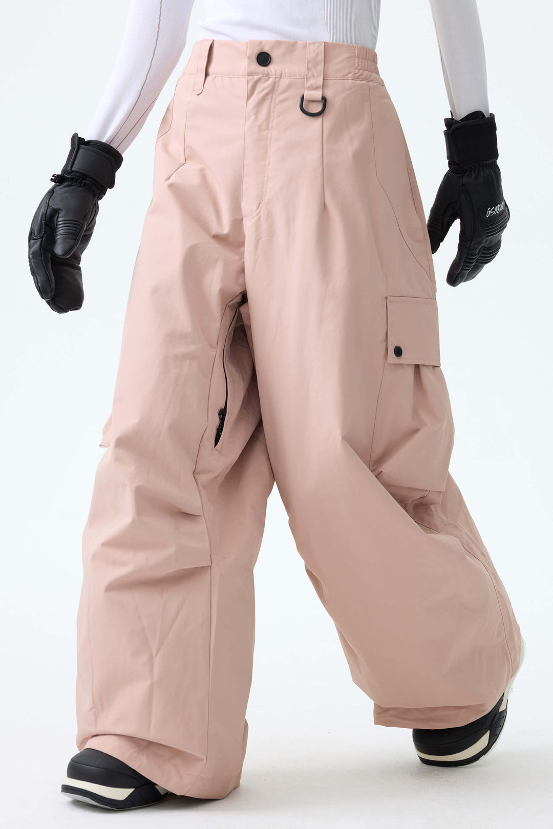 Women's Black Lightweight Inner Leg Vents Waterproof Baggy Snow Pants