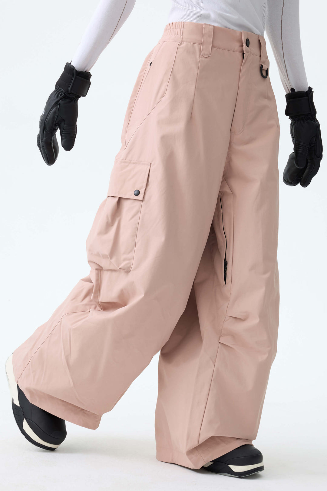 Women's Black Lightweight Inner Leg Vents Waterproof Baggy Snow Pants