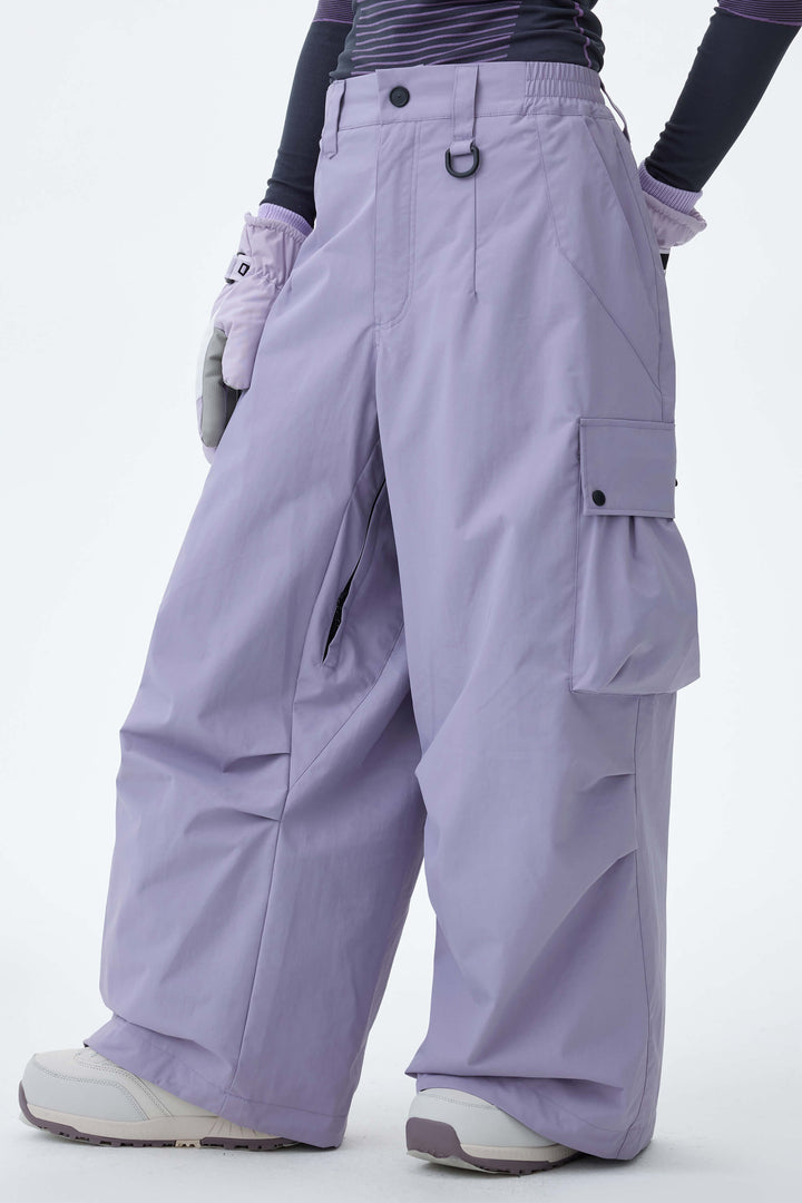 Women's Black Lightweight Inner Leg Vents Waterproof Baggy Snow Pants