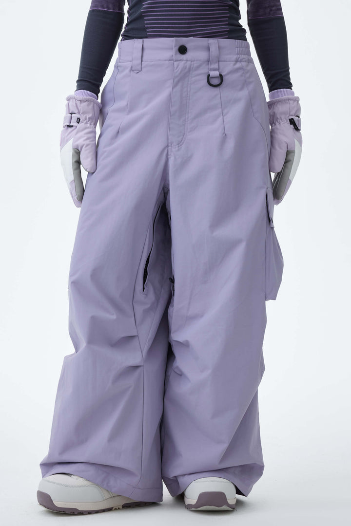 Women's Black Lightweight Inner Leg Vents Waterproof Baggy Snow Pants