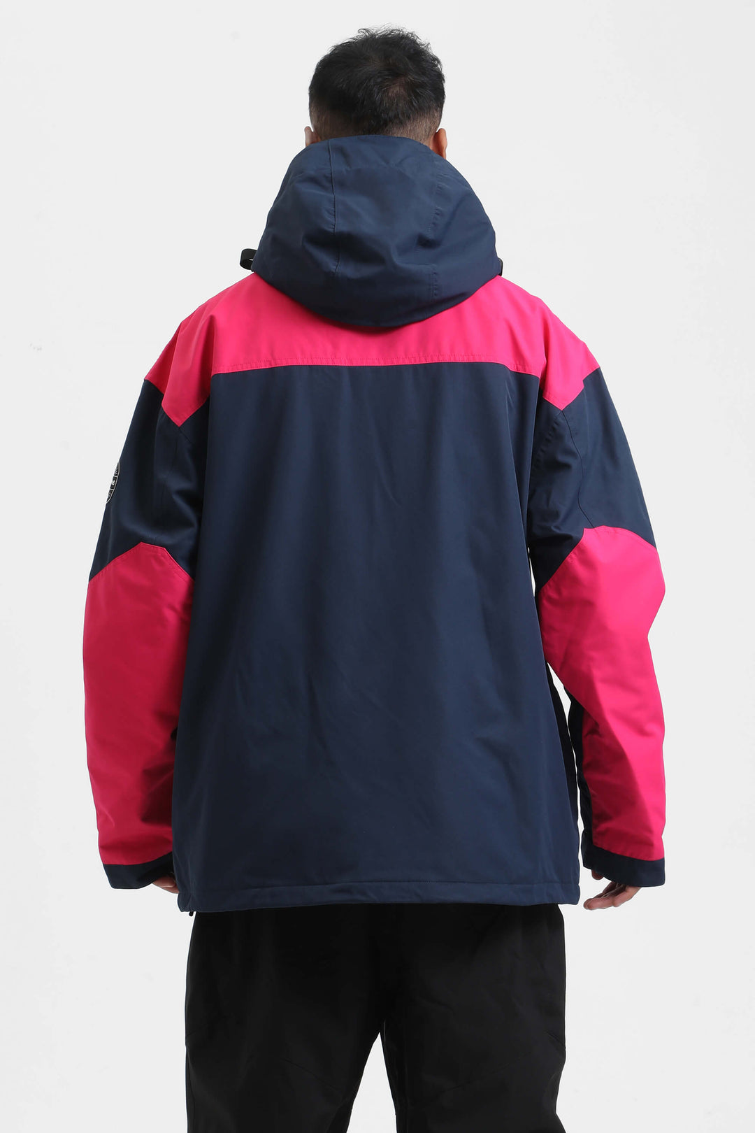Men's Navy & Fuchsia Color-Block Waterproof Insulated Hooded Snow Jacket