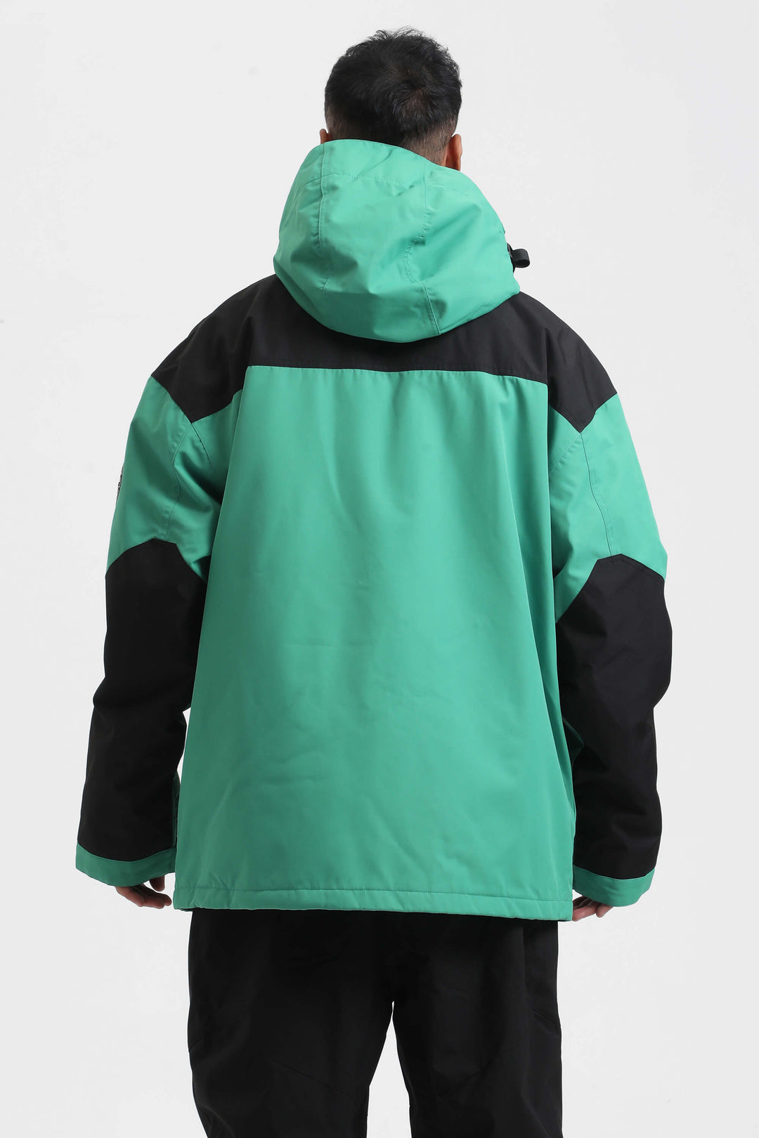 Men's Green & Black Heavy-Duty Abrasion-Resistant Hooded Technical Snow Jacket