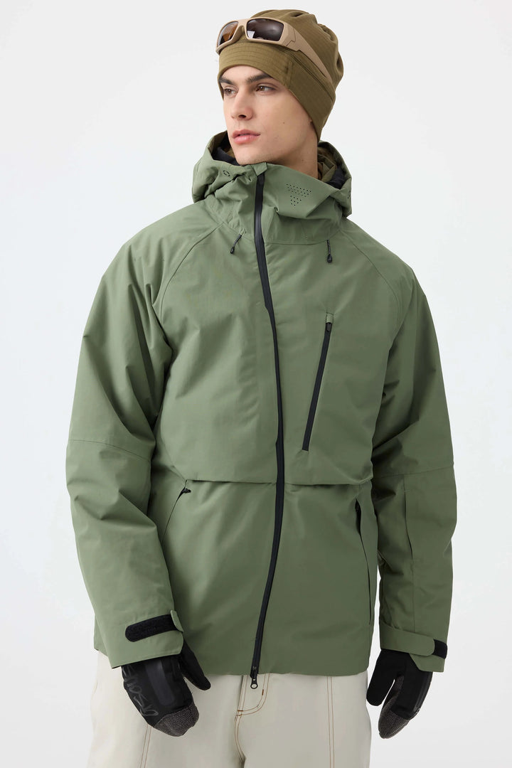 Men's Grey Face Vented Multi-pocket Fully Waterproof Snow Jacket