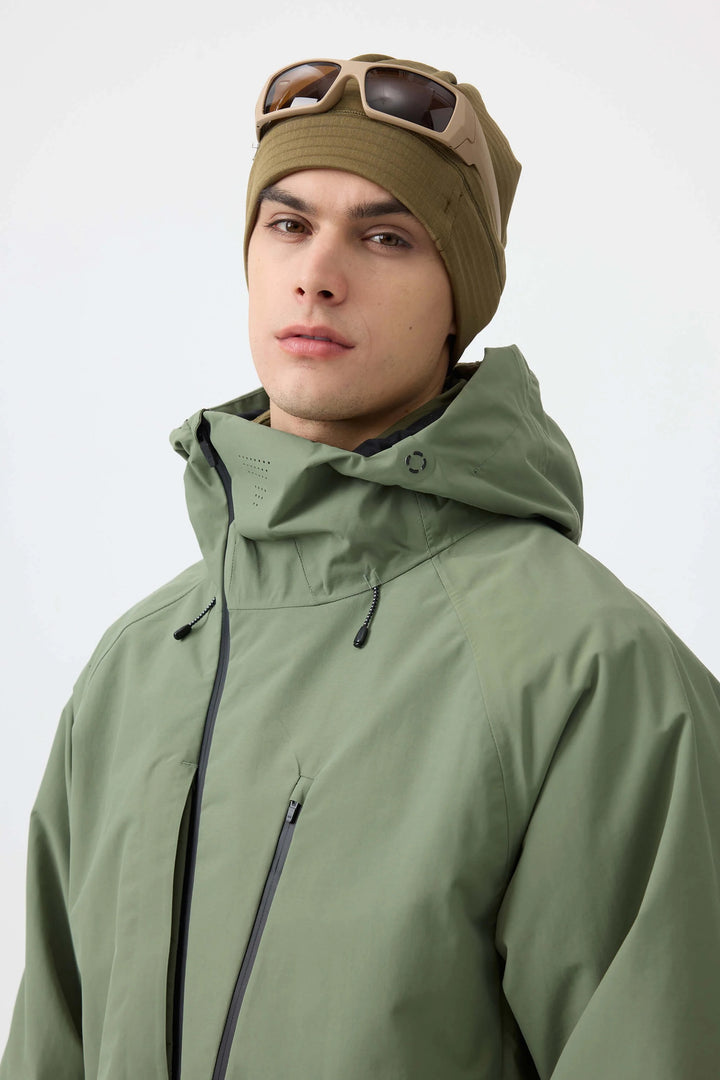 Men's Grey Face Vented Multi-pocket Fully Waterproof Snow Jacket