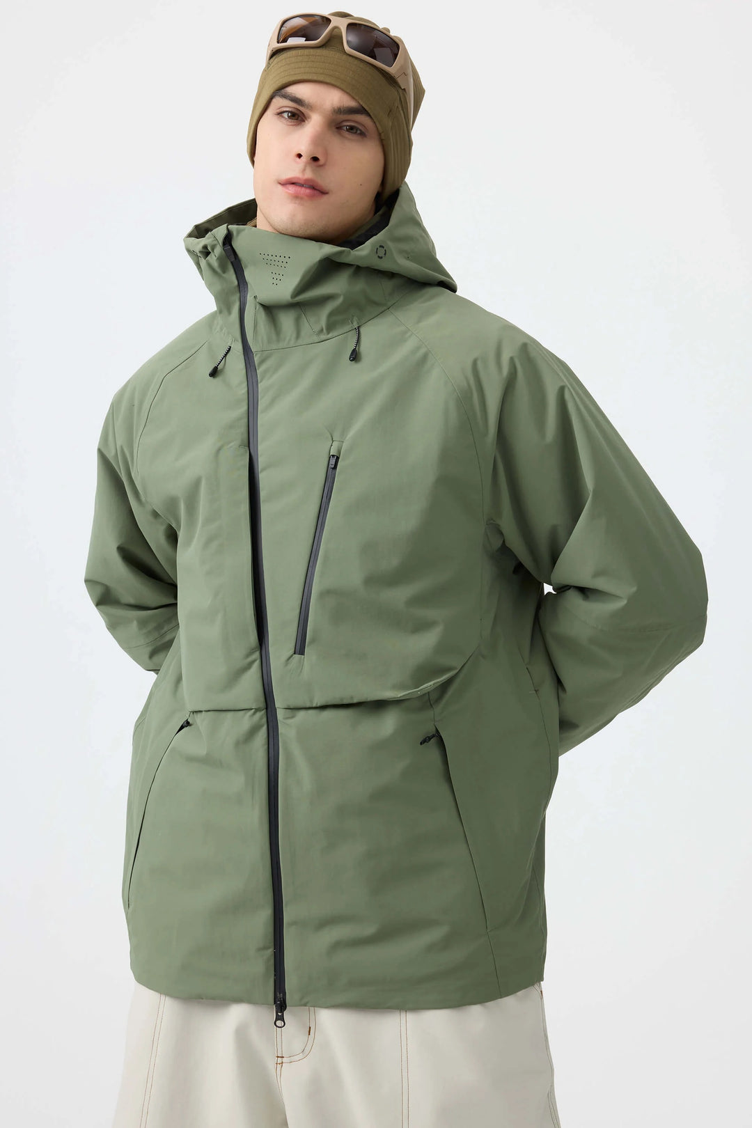 Men's Grey Face Vented Multi-pocket Fully Waterproof Snow Jacket