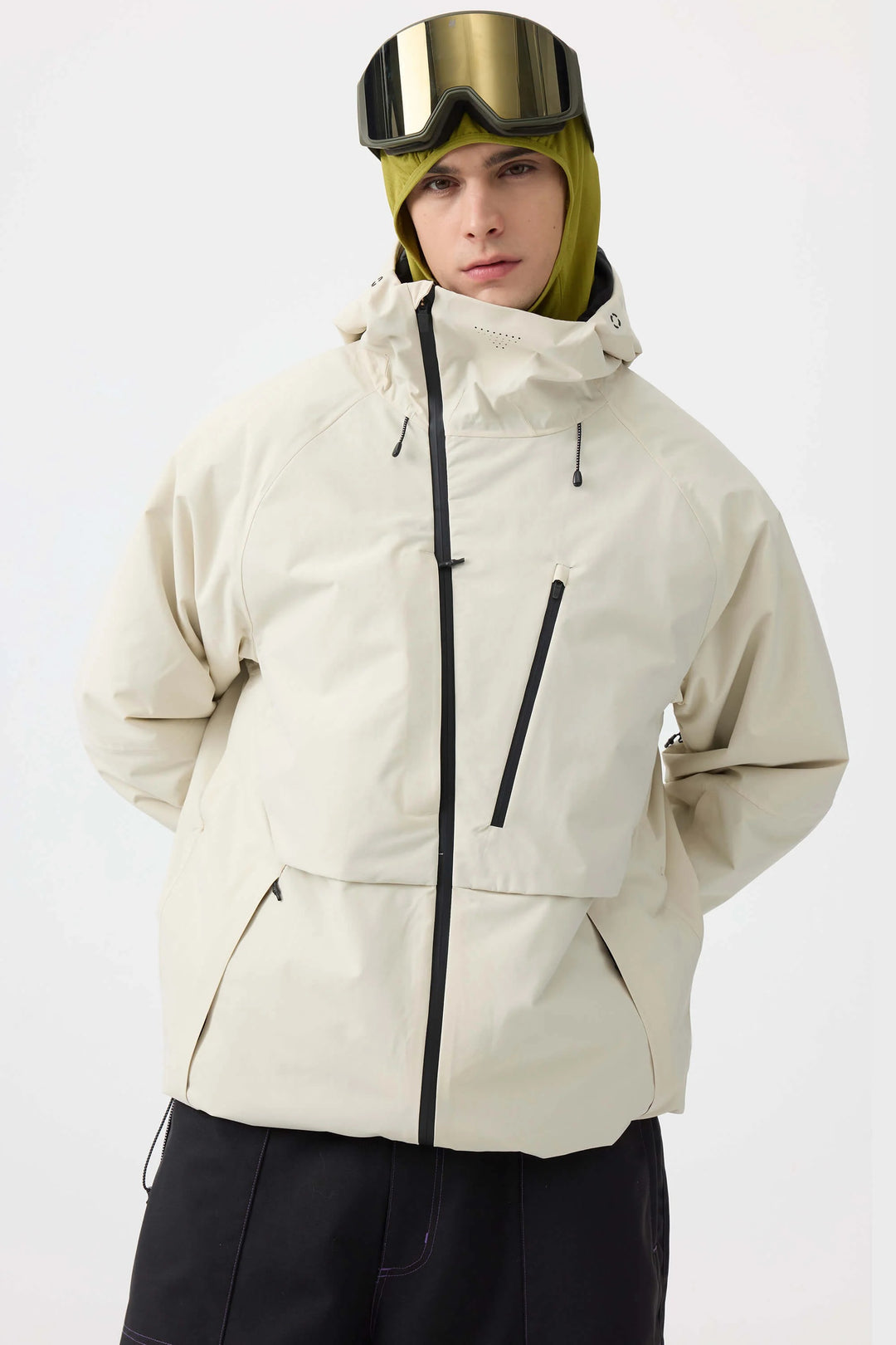 Men's Grey Face Vented Multi-pocket Fully Waterproof Snow Jacket