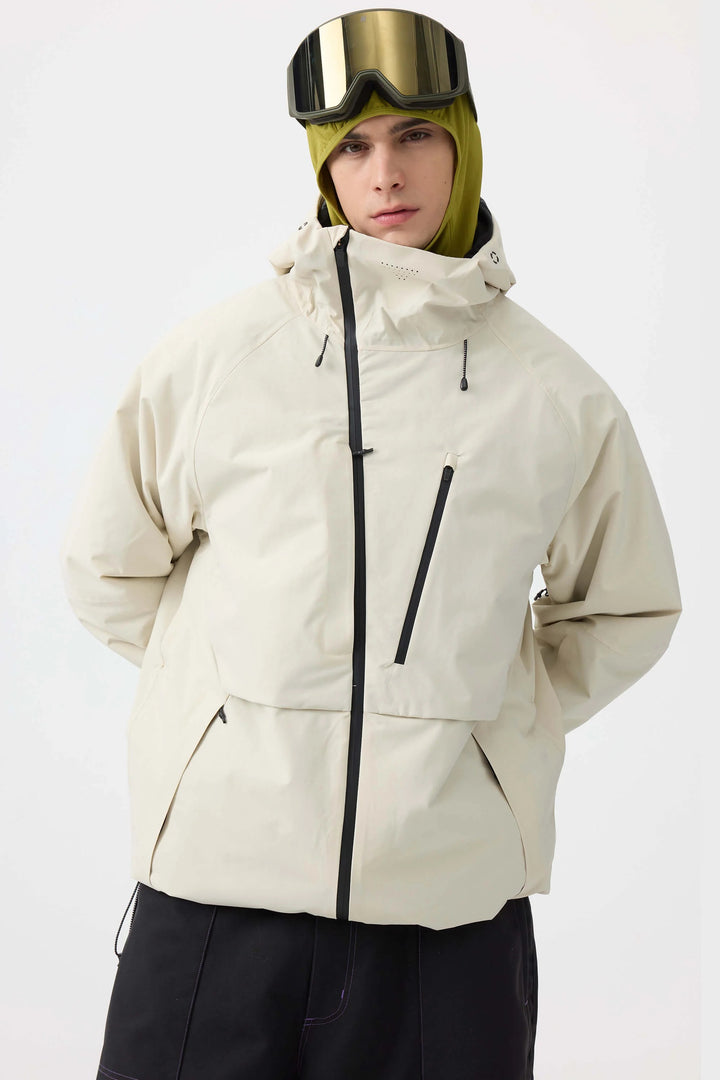 Men's Grey Face Vented Multi-pocket Fully Waterproof Snow Jacket