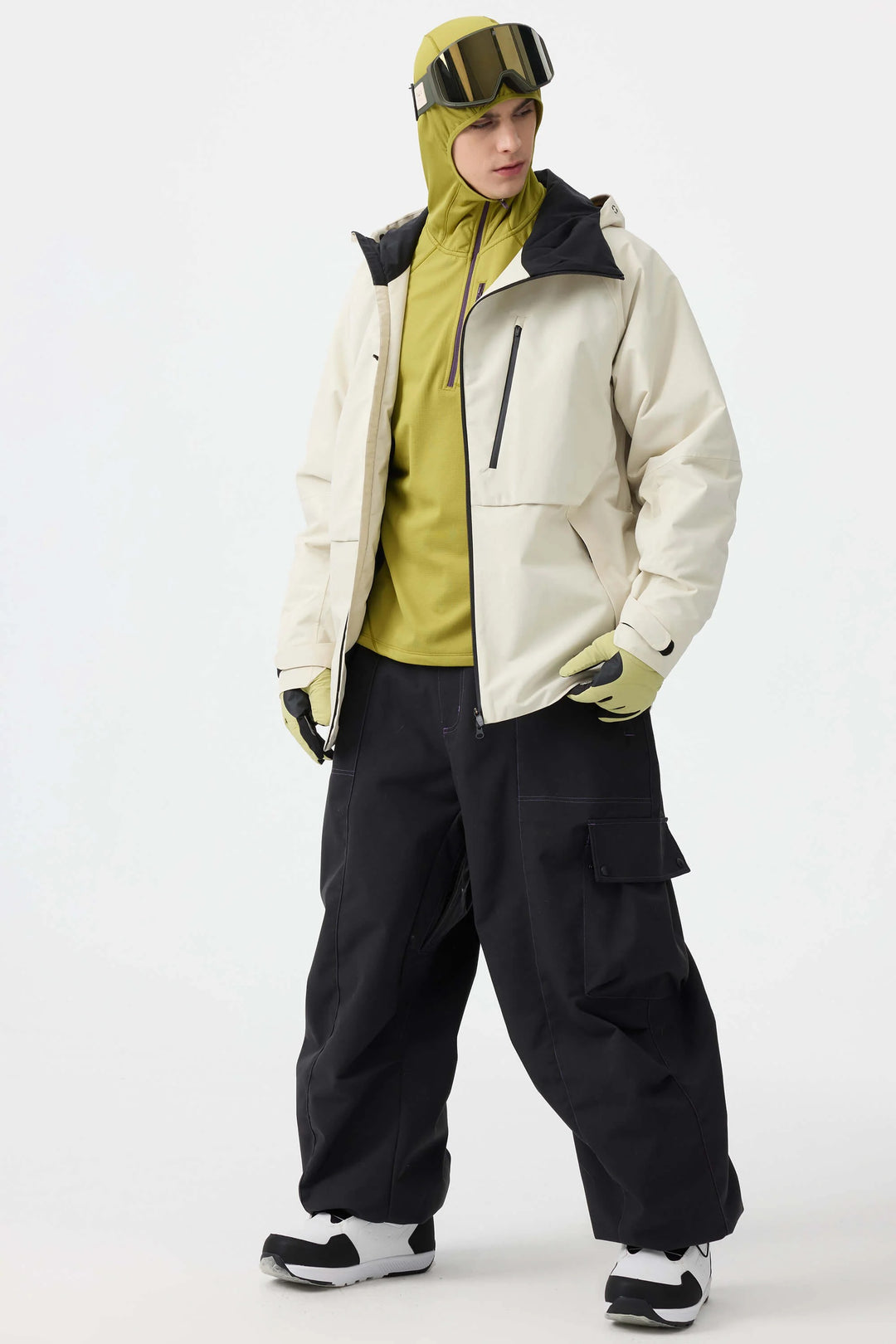 Men's Grey Face Vented Multi-pocket Fully Waterproof Snow Jacket