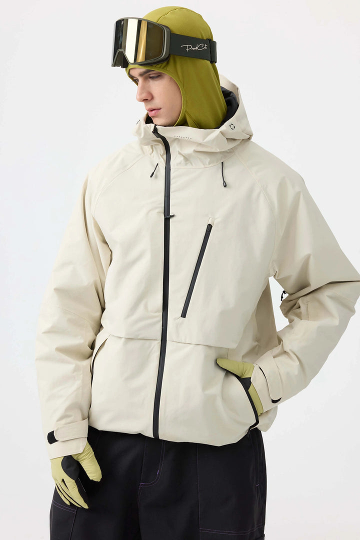 Men's Grey Face Vented Multi-pocket Fully Waterproof Snow Jacket