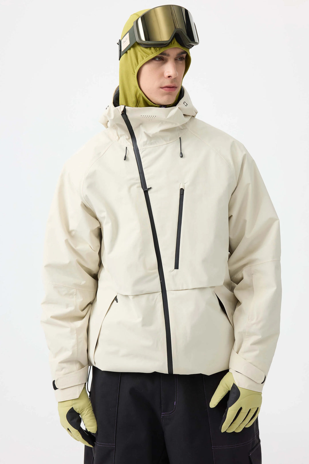 Men's Grey Face Vented Multi-pocket Fully Waterproof Snow Jacket