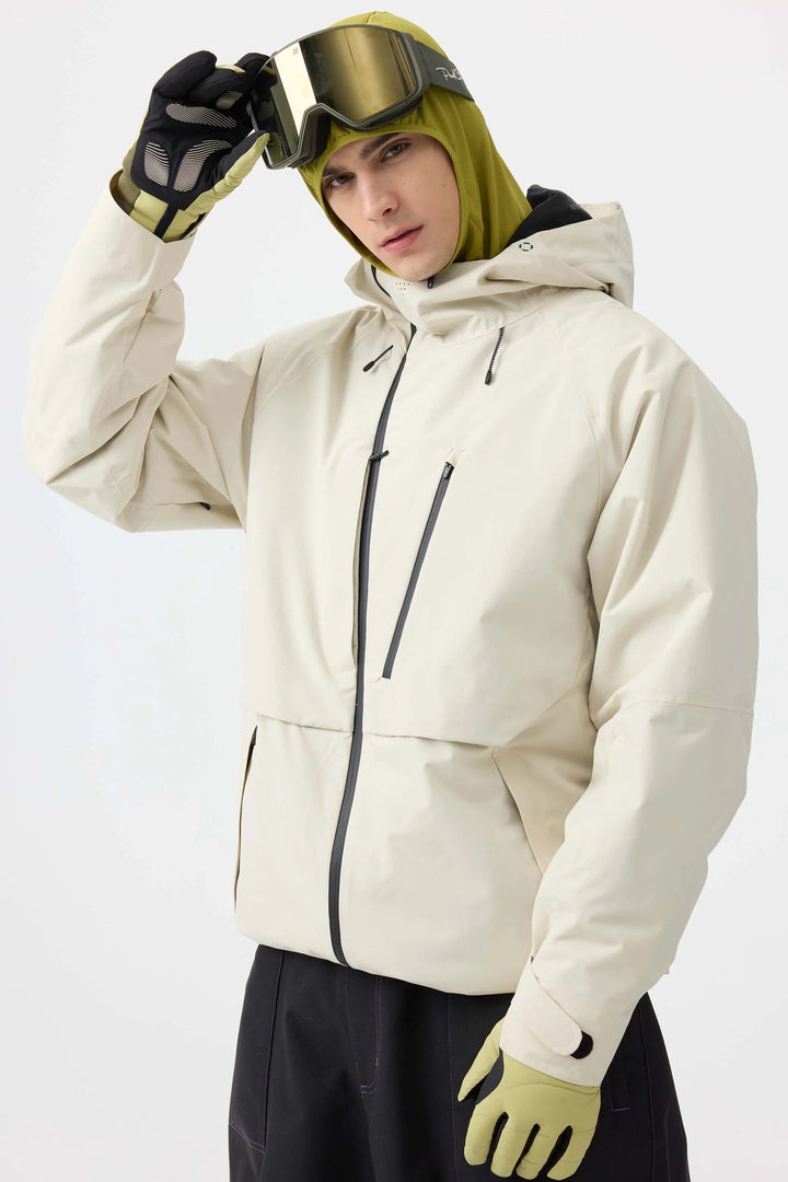 Men's Grey Face Vented Multi-pocket Fully Waterproof Snow Jacket