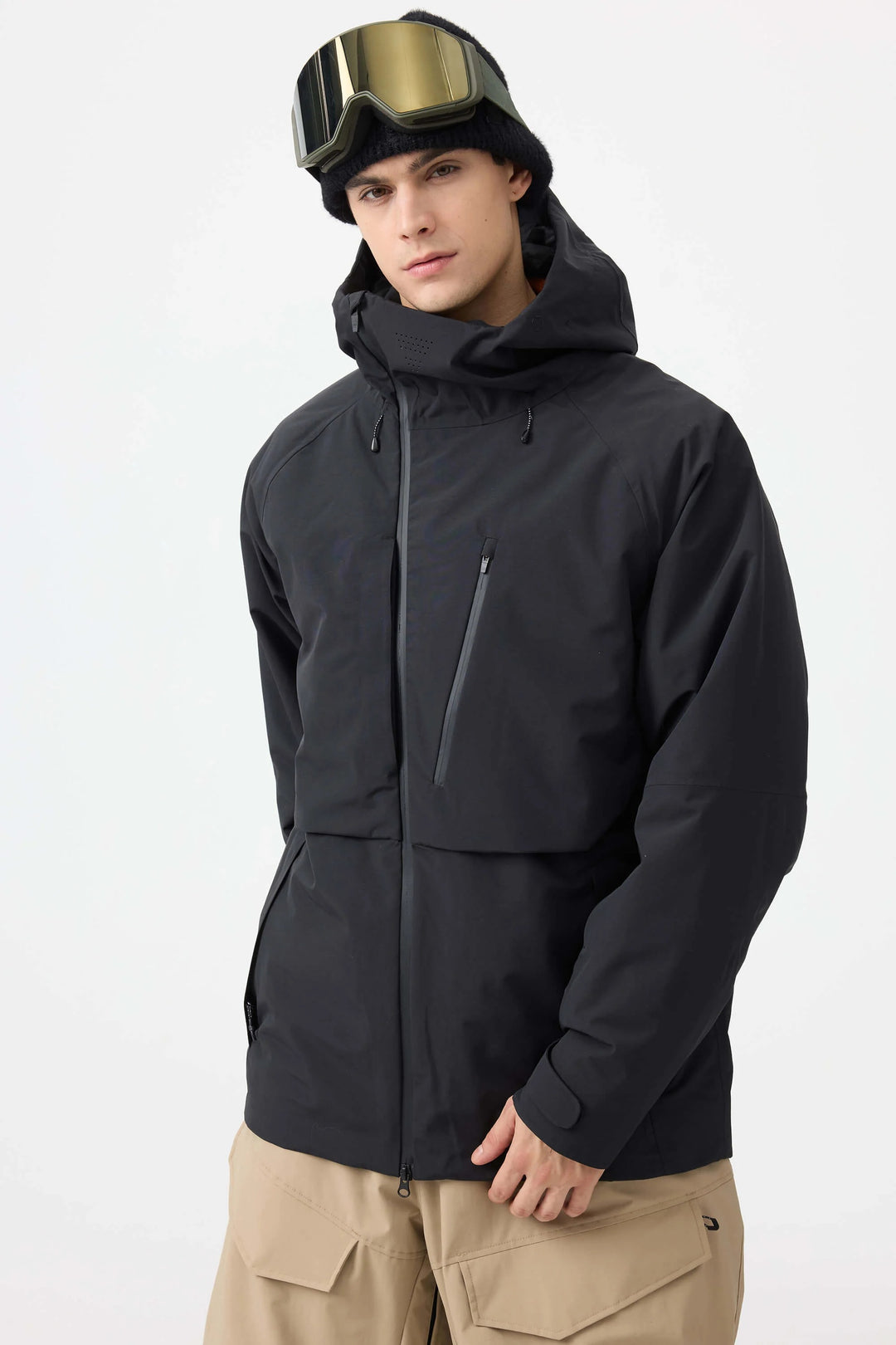 Men's Grey Face Vented Multi-pocket Fully Waterproof Snow Jacket