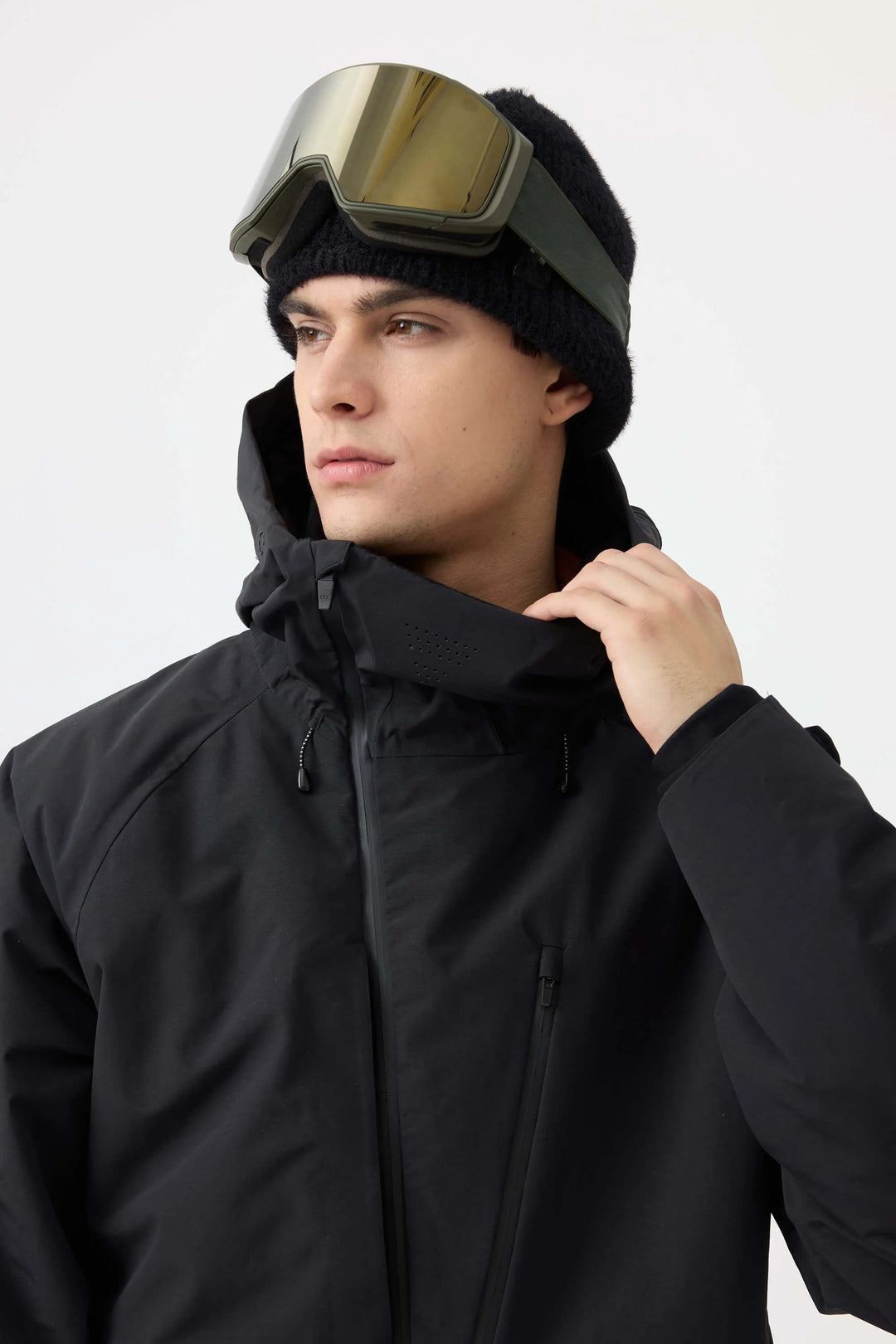 Men's Grey Face Vented Multi-pocket Fully Waterproof Snow Jacket