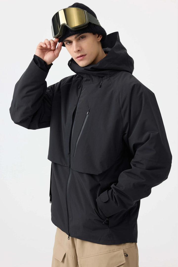 Men's Grey Face Vented Multi-pocket Fully Waterproof Snow Jacket