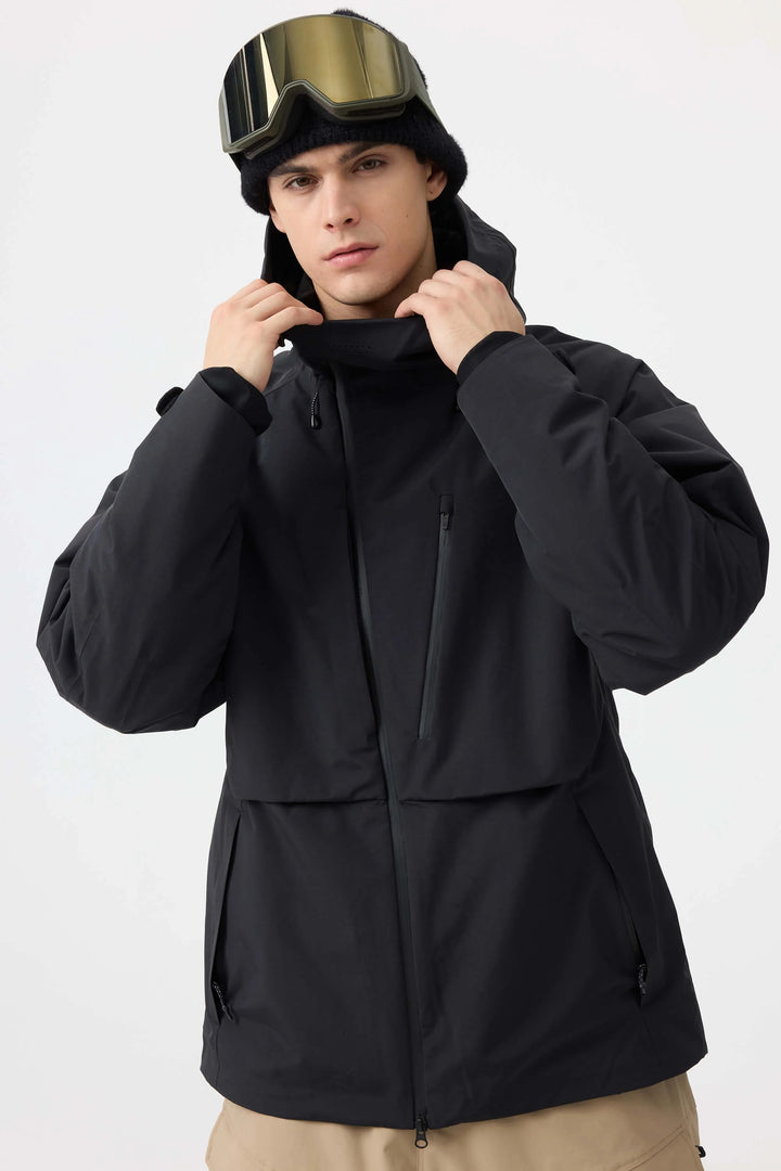 Men's Grey Face Vented Multi-pocket Fully Waterproof Snow Jacket