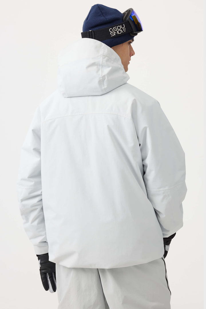 Men's Grey Face Vented Multi-pocket Fully Waterproof Snow Jacket