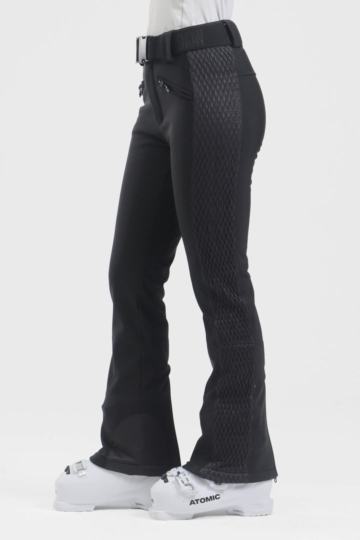 Women's Winter White Thermal-Stretch Reinforced Padded Slim-Fit Ski Pants