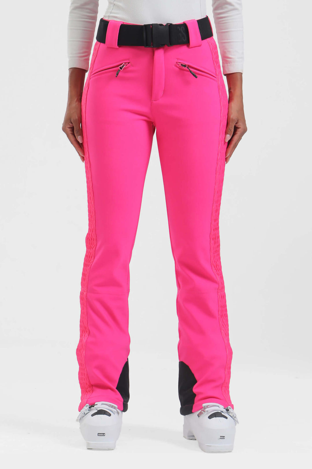 Women's Dark Brown Quilted Padded Stretch High-Waist Slim-Fit Ski Pants