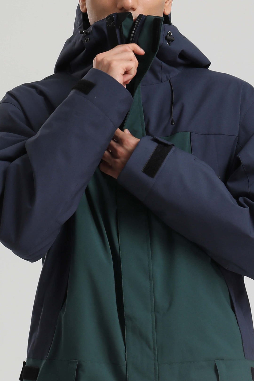 Men's Black & Pine Green All-Weather Cargo Utility Baggy One-Piece Ski Suit