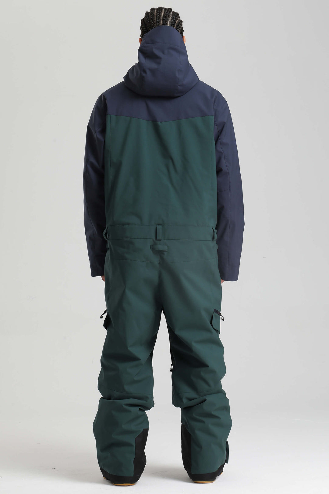 Men's Black & Pine Green All-Weather Cargo Utility Baggy One-Piece Ski Suit