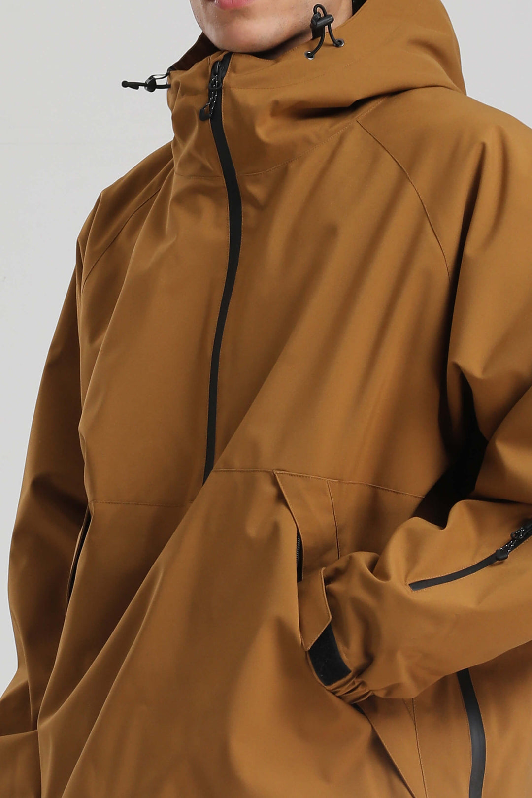 Men's Caramel Minimalist Half-Zip Waterproof Insulated Snow Anorak