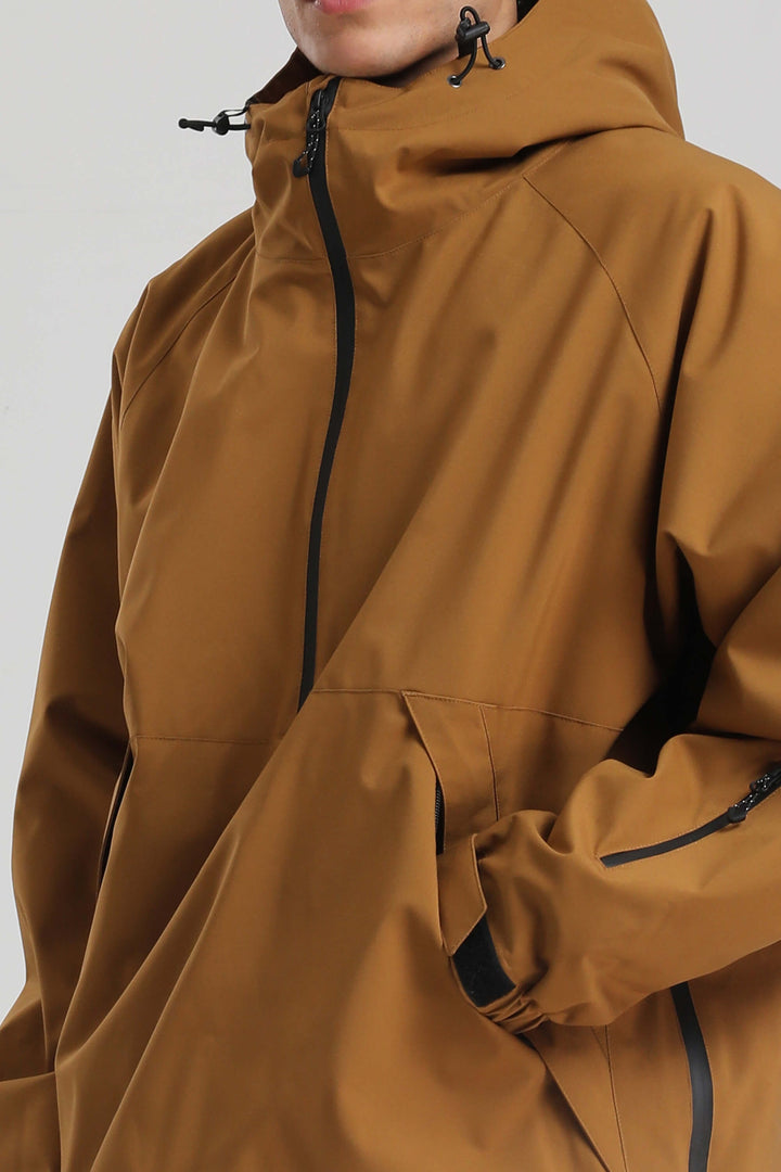 Men's Caramel Minimalist Half-Zip Waterproof Insulated Snow Anorak