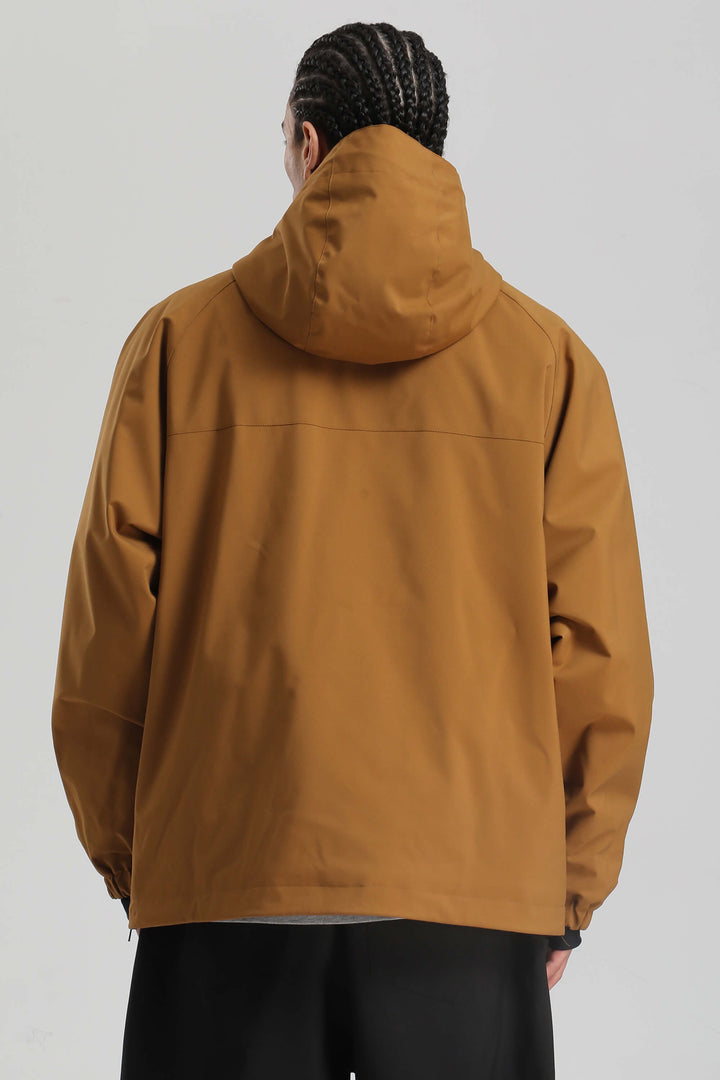 Men's Caramel Minimalist Half-Zip Waterproof Insulated Snow Anorak