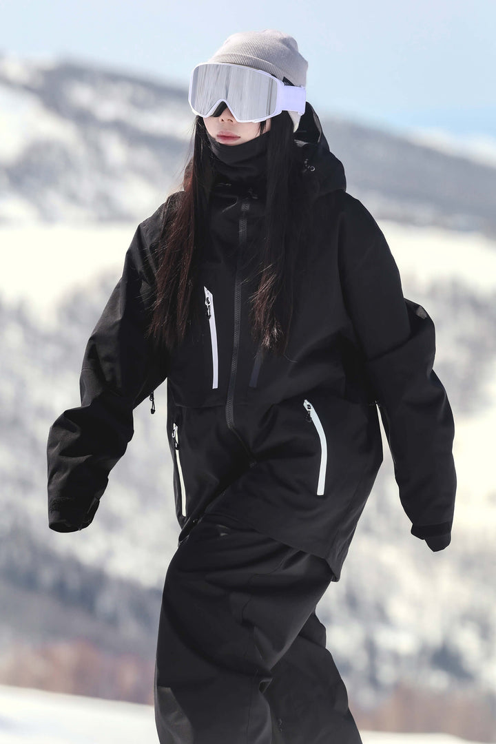 Women's Army Green Contrast-Zipper Fully Seam-Taped Insulated Snow Jacket
