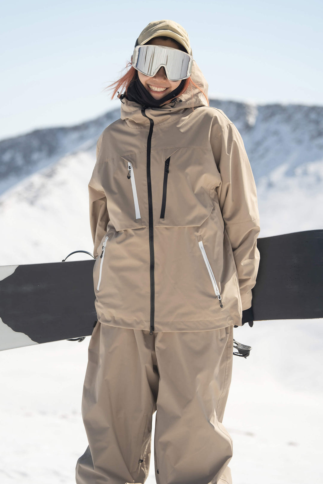 Women's Army Green Contrast-Zipper Fully Seam-Taped Insulated Snow Jacket