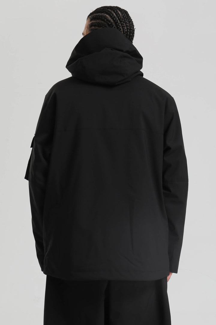 Men's Black Asym-Zip Utility Pocket Waterproof Snow Jacket