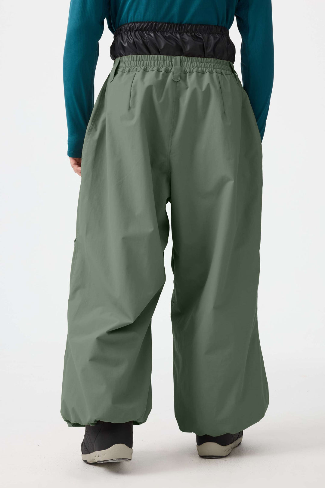 Men's Black Baggy Utility Wear-resistant Snow Pants