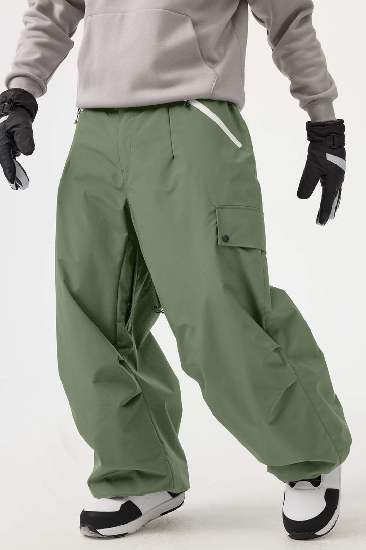 Man's Black Baggy Wear-resistant Waterproof Snow Pants