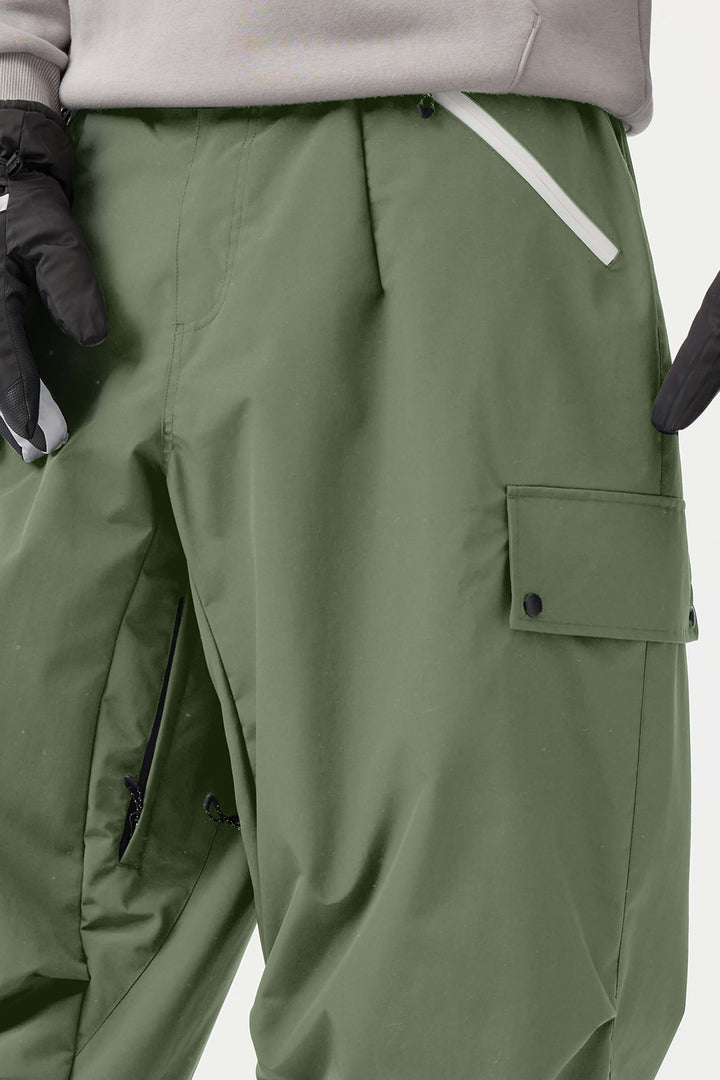 Man's Black Baggy Wear-resistant Waterproof Snow Pants