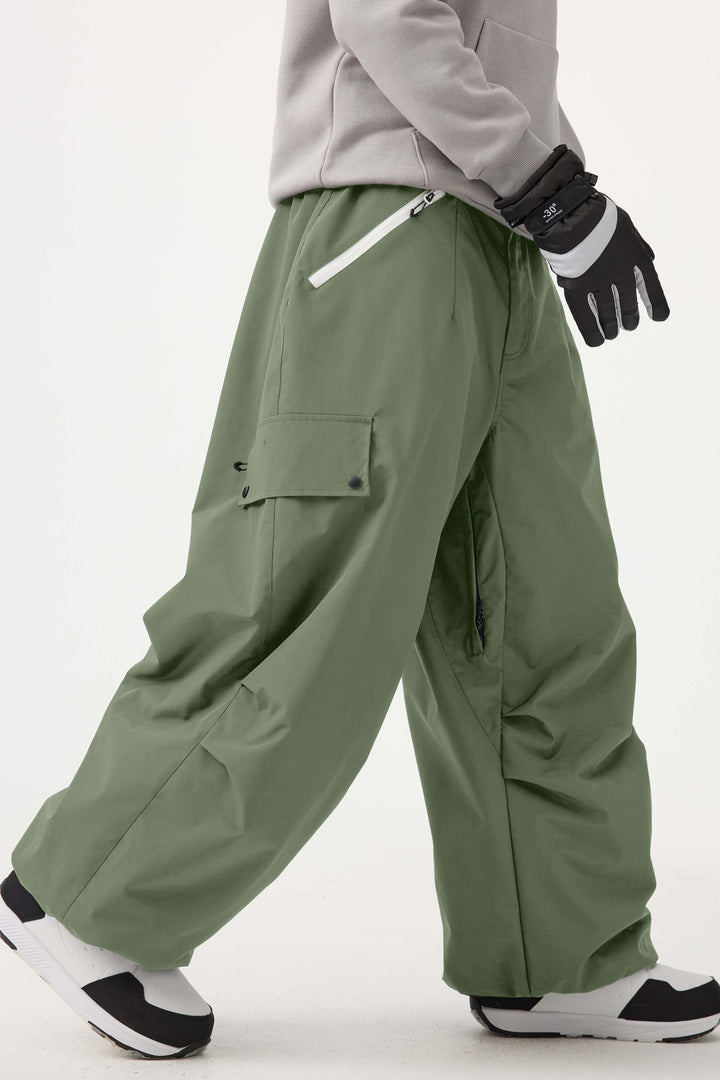 Man's Black Baggy Wear-resistant Waterproof Snow Pants