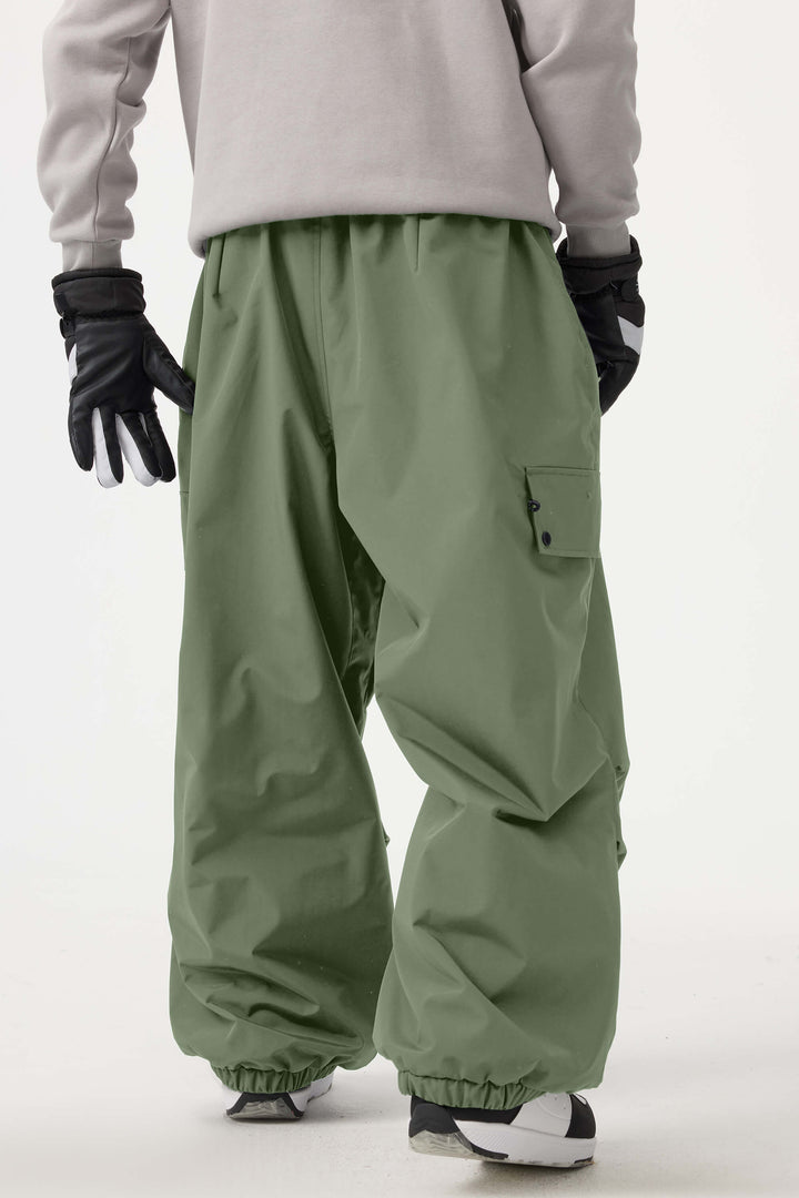 Man's Black Baggy Wear-resistant Waterproof Snow Pants