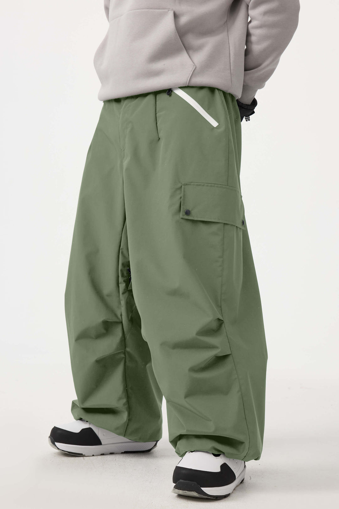 Man's Black Baggy Wear-resistant Waterproof Snow Pants