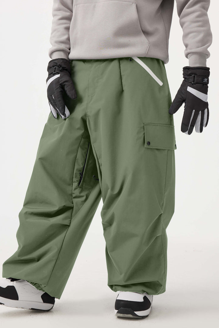Man's Black Baggy Wear-resistant Waterproof Snow Pants