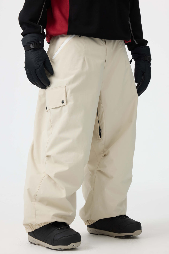 Man's Black Baggy Wear-resistant Waterproof Snow Pants