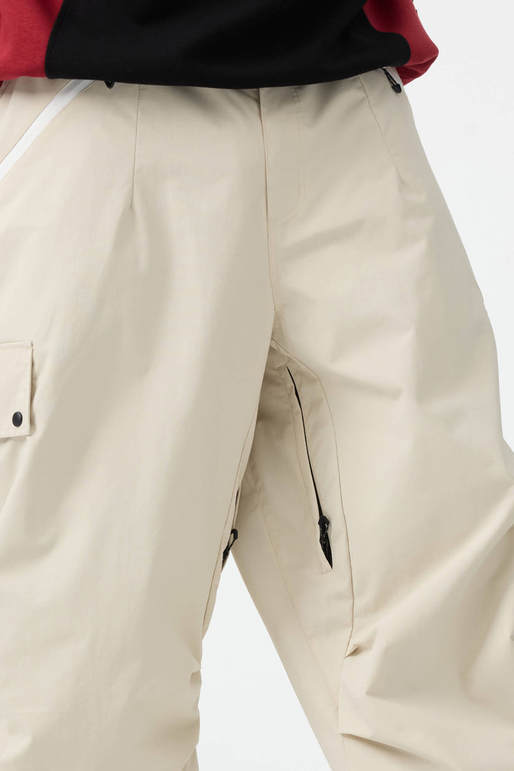 Man's Black Baggy Wear-resistant Waterproof Snow Pants