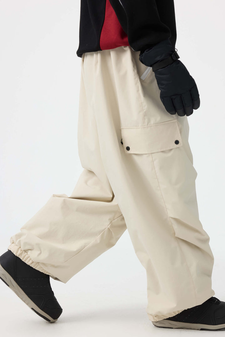 Man's Black Baggy Wear-resistant Waterproof Snow Pants